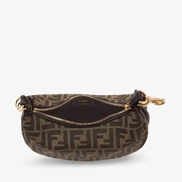 Affordable Fendi Motif Fendigraphy FF Brown In Hobo Fabric Mini Bag 0509